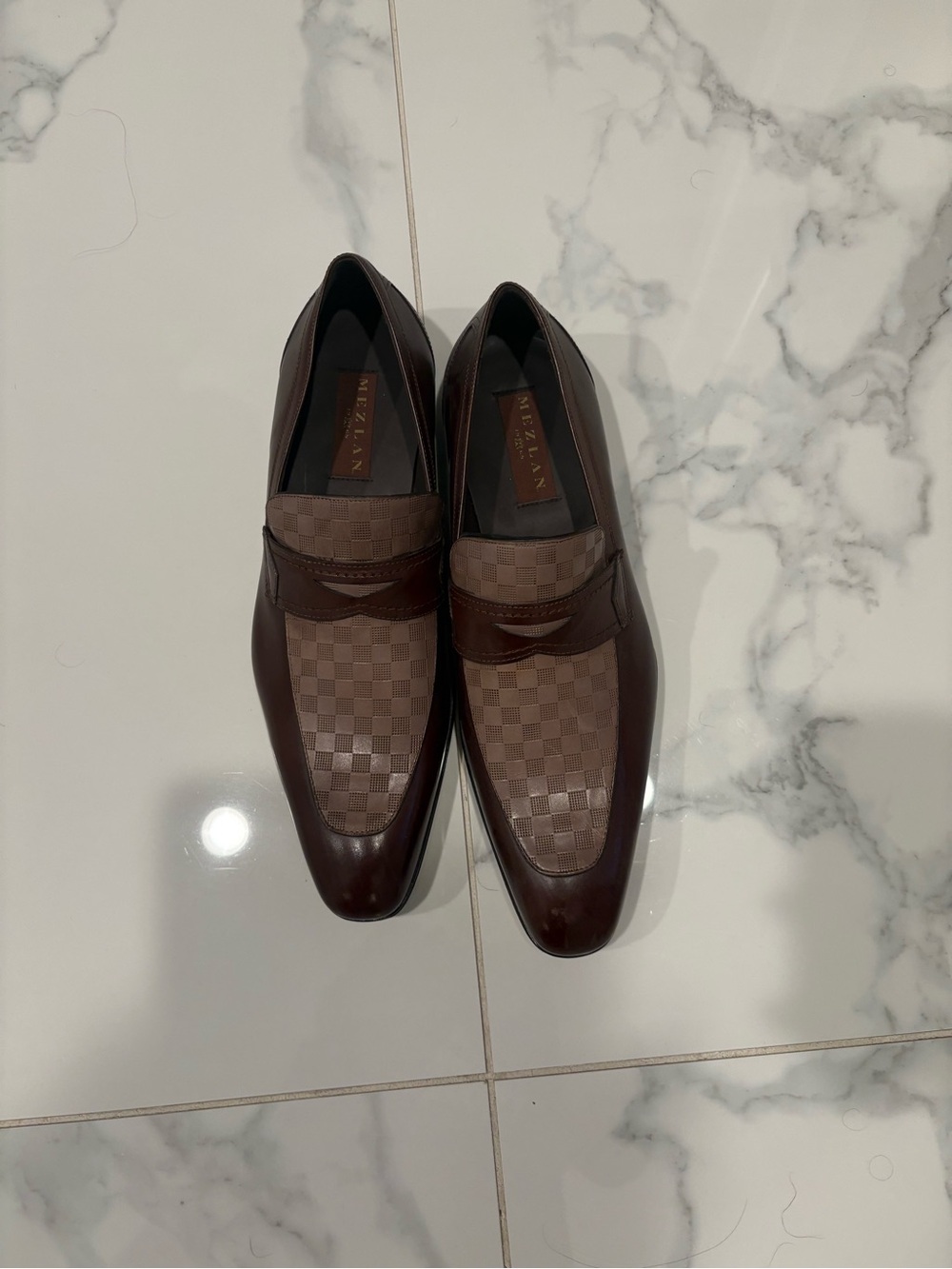 Men's Mezlan Mezzanine Check Leather Penny Loafers